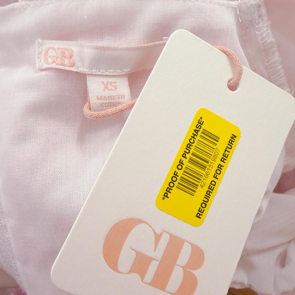 GB Embroidered Floral Midi Dress Regencycore Coquette Cottage Light Pink XS NWT - Picture 9 of 12